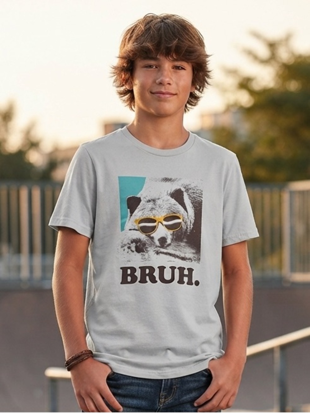 WONDER NATION Bruh Bear Tee XL Gray